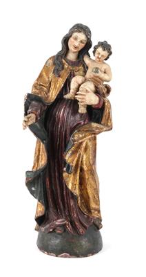 Madonna mit Kind, - Volkskunst, Skulpturen, Fayencen