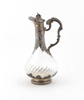 Französische Glas Karaffe mit Silbermontierung, - Silver