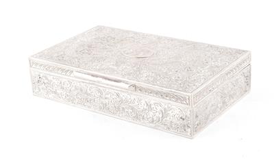 Italienische Silber Deckelkassette, - Silber