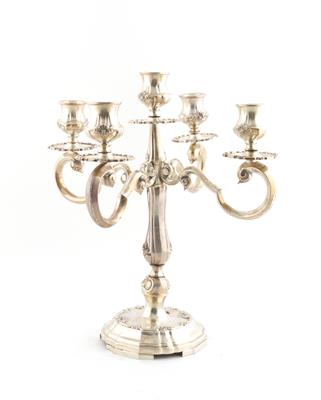 Fünfflammiger Silber Kerzenleuchter, - Antiques