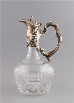 Glaskaraffe mit Silbermontierung, - Antiquitäten