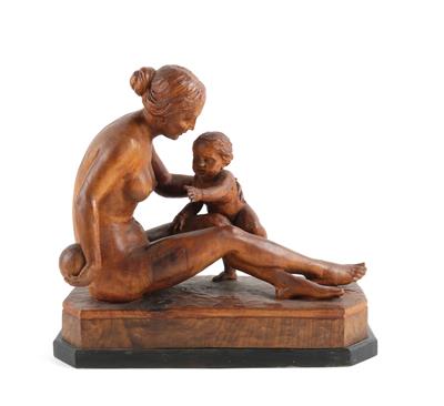 F. Sautner, Mutter mit Kind, - Antiquitäten