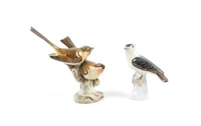 Vogelpaar auf Baumstamm, Vogel auf Baumstumpf, - Antiquitäten