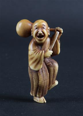 Netsuke eines Mannes mit Kalebasse, - Asiatika und islamische Kunst