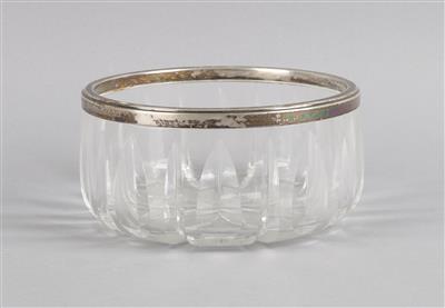 Deutsche Glasschale mit Silbermontierung, - Antiquitäten