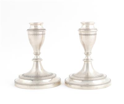 Paar italienische Silber Kerzenleuchter, - Antiques