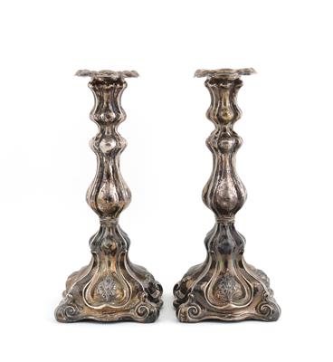 Paar Wiener Silber Kerzenleuchter von 1865, - Antiquariato