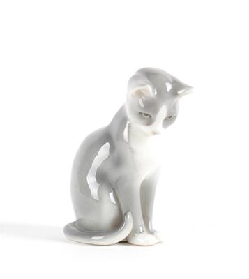 Sitzende Katze, - Antiques