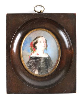 C. Herberth - Miniaturporträt einer Dame in schwarzem Keid, - Antiquitäten