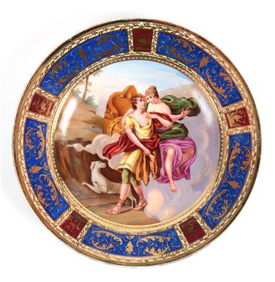 Wandteller mit der Darstellung von Venus und Adonis, - Antiquariato