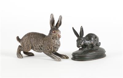 Zwei Bronze Hasen, - Antiquariato