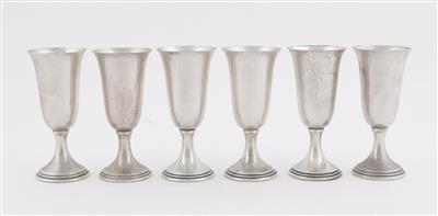 6 Silber Schnapsbecher, - Antiques