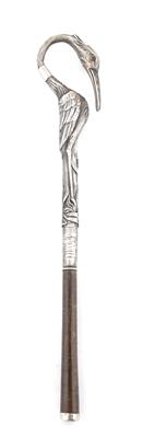 Silber Schirmgriff in Form eines Reihers, - Antiquitäten