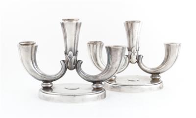 Frantisek Bibus - Paar dreiflammige Art deco Silber Kerzenleuchter, - Antiquitäten