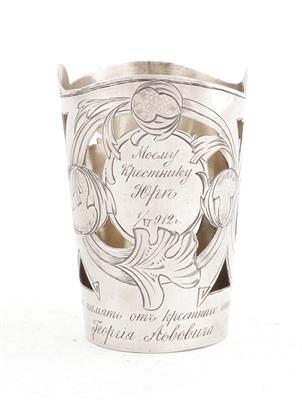 Russische Silber Glashalterung, - Antiquitäten