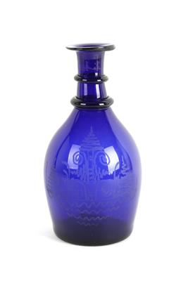 Blaue Glasflasche, - Antiquitäten