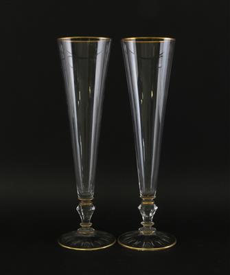 Paar Lobmeyr-Champagnerflöten, - Antiquitäten