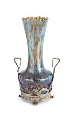 Vase in Silberfassung, - Antiquitäten