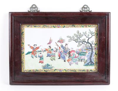 Famille rose Porzellanbild, - Summer auction Antiques