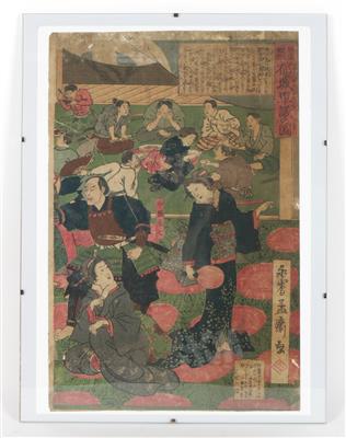 Utagawa Yoshitora (1836-1882 - Summer auction Antiques