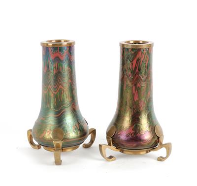 Paar Vasen mit Metallmontierung, - Letní aukce Starožitnosti