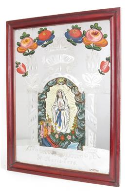 Spiegelschliff Hinterglasbild, Hl. Maria Lord, - Summer auction Antiques