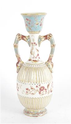 Henkelvase, Zsolnay, Pécs um 1890, - Antiquitäten