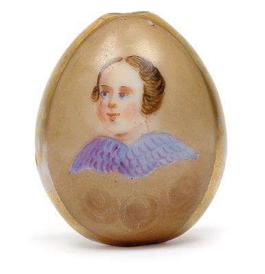 Russisches Porzellan-Ei mit Engelskopf, - Antiques
