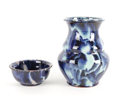 1 Vase, 1 Schale, - Antiquitäten