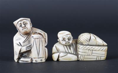 2 Netsuke, - Asiatische und Islamische Kunst