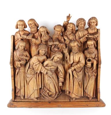 Relief, Hl. Maria umgeben von Aposteln, - Antiques