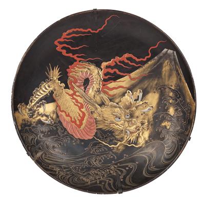 Großer Wandteller mit Drache, Japan, Meiji Periode, - Japanische Kunst