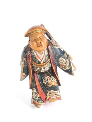 Netsuke eines Schauspielers mit Hyottoko-Maske, Japan, 19. Jh., - Japanische Kunst