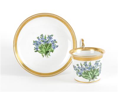 Tasse mit Untertasse, kaiserliche Manufaktur, Wien 1823 und 1833, - Starožitnosti