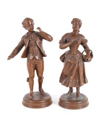 Zwei Bronzefiguren, junges Paar, - Antiques