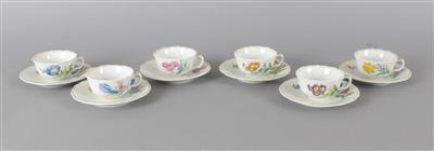 6 Meissen Mokkatassen mit Untertassen, - Antiques