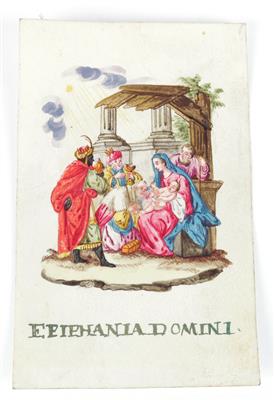 Pergamentbild, Epiphania Domini, - Antiquitäten