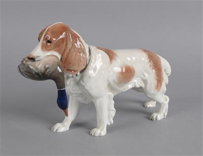 Jagdhund mit erlegter Ente, - Antiques