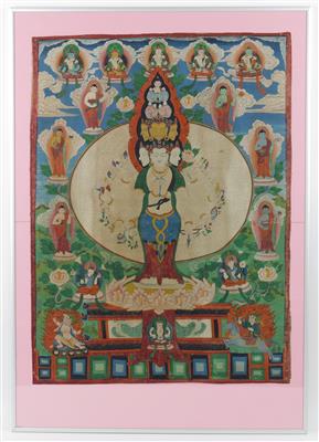 Thangka des "tausendarmigen" Avalokiteshvara, - Asiatische und islamische Kunst