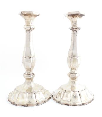 Paar Budapester Silber Kerzenleuchter von 1861, - Antiquitäten