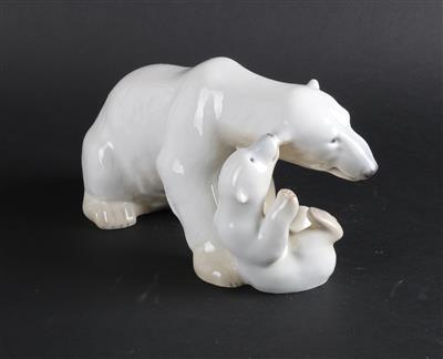 Eisbär mit Jungem, - Antiquitäten