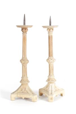 Paar neugotische Kerzenleuchter, - Antiques
