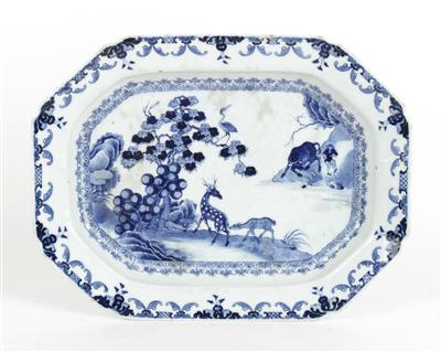 Oktogonale blau-weiße Platte, China für den Export, 2. Hälfte 18. Jh., - Starožitnosti