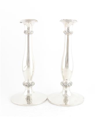 Paar Wiener Silber Biedermeier Kerzenleuchter, - Antiquitäten