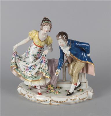 Junge Dame mit Rosenkavalier, - Antiquariato