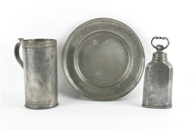 Schraubflasche, Krug, Teller, - Antiques