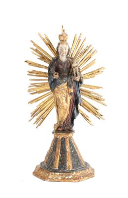 Madonna mit Kind vor Strahlenkranz, - Antiques