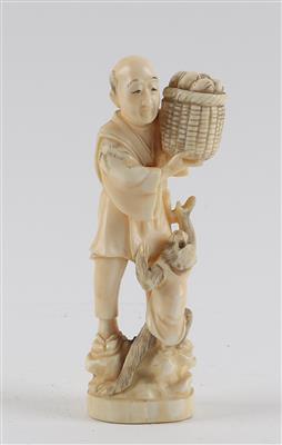 Okimono eines Mannes mit Affen, - Antiques