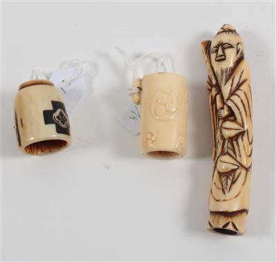 Zwei Netsukes, 1 Ascher-Netsuke, - Antiquitäten