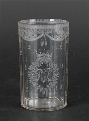 Klassizistischer Becher mit 5- zackiger Krone und Monogramm MS, - Antiquariato